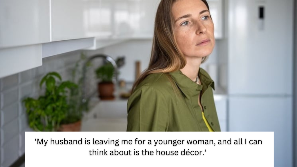 ‘My husband is leaving me for a younger woman, and all I can think about is the house décor.’ UPDATED