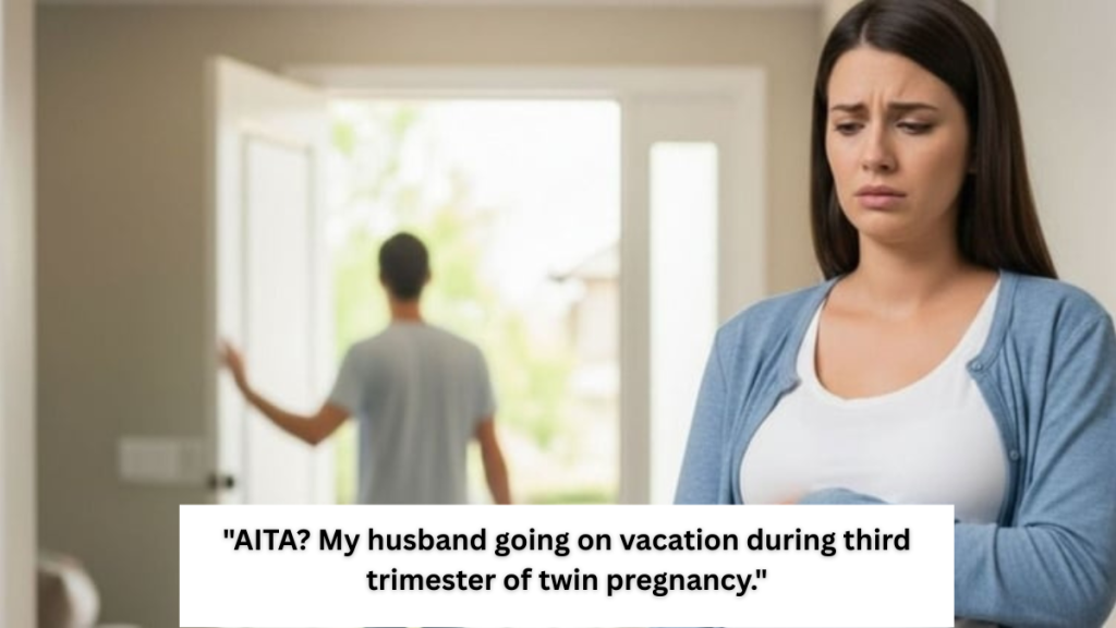 AITA? My husband going on vacation during my third trimester of twin pregnancy.