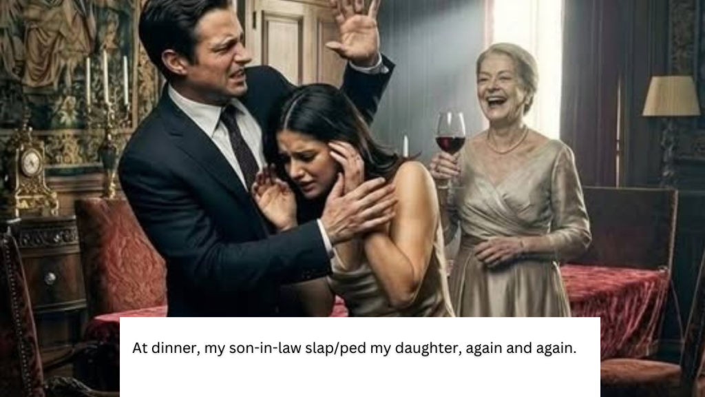 At dinner, my son-in-law slap/ped my daughter, again and again.