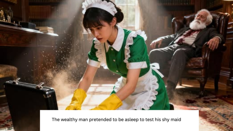 The wealthy man pretended to be asleep to test his shy maid